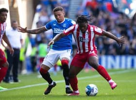 James Tavernier and Daniel Phillips in action during the 4-0 win for Rangers. (Photo by Craig Williamson / SNS Group)