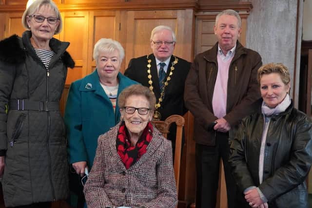 Mary McLennan, seated, is guest of honour at Kenmure Church, Bishopbriggs