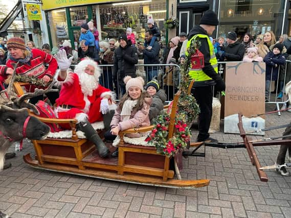 Santa at Milngavie BID Christmas lights switch-on