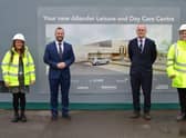 Joint council leaders Andrew Polson and Vaughan Moody with McLaughlin & Harvey's social value coordinator Amy McBride and marketing manager Lori Smith