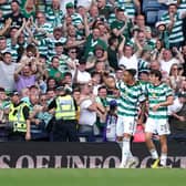 Celtic's Adam Idah (left) celebrates scoring the winner.