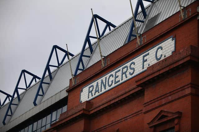 The outside of Ibrox Stadium, home of Glasgow Rangers 