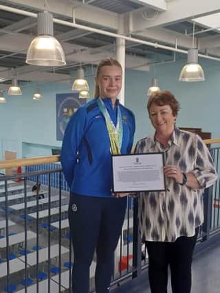 Rona Mackay with Commonwealth Games medal winner Katie Shanahan from Bishopbriggs