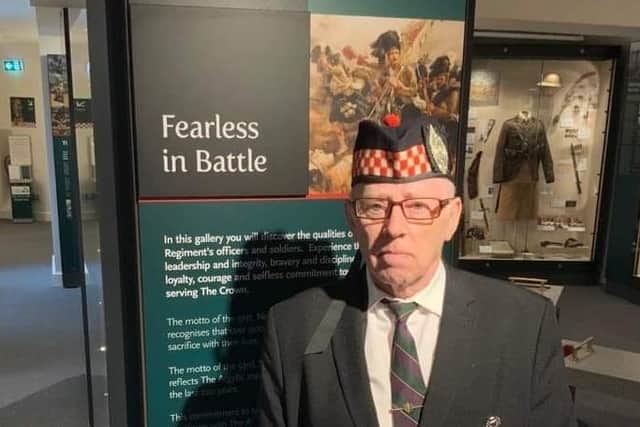 Dave kelly's father wearing his regimental cap