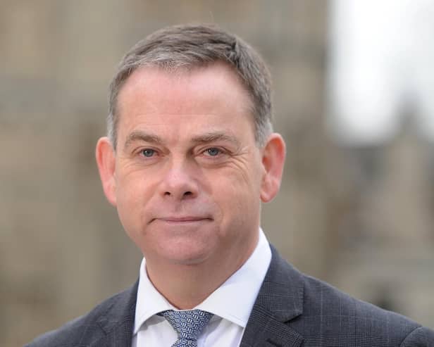 Nigel Adams, MP for Selby and Ainsty pictured outside Selby Abbey.  