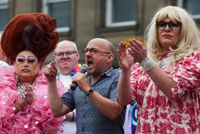 Greens co-leader Patrick Harvie addressed the crowd.