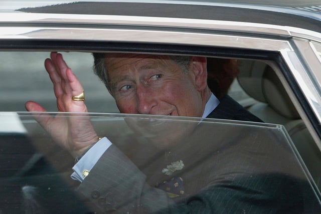 Prince Charles arrives at the Royal Scottish Academy of Music and Drama on June 1, 2004.