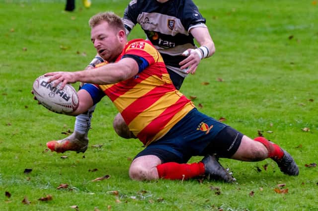 Try scoring action from West of Scotland's thrilling victory last weekend (Pic by John Cameron)