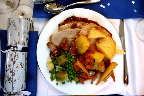 General view of a traditional Christmas Dinner on Christmas Day
