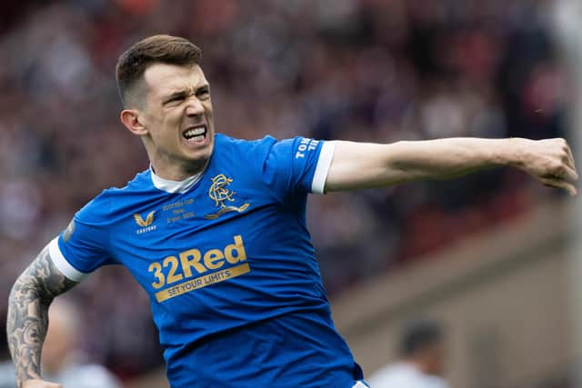 Ryan Jack celebrates opening the scoring against Hearts.