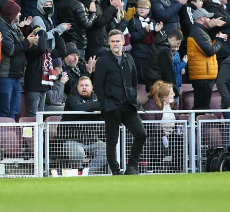 Graham Alexander surveys the action at Tynecastle (Pic by Ian McFadyen)