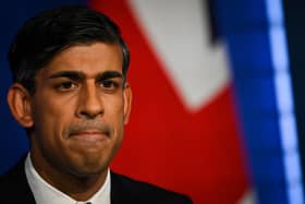 Prime Minister Rishi Sunak delivers a speech on the plans for net-zero commitments in the briefing room at 10 Downing Street, London. Picture date: Wednesday September 20, 2023.