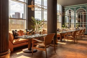 Some of the restaurant seating at the Commons Club restaurant in Virgin Hotels Glasgow