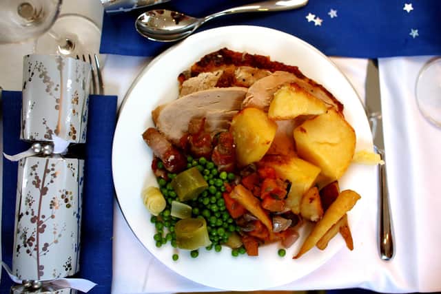 General view of a traditional Christmas Dinner on Christmas Day