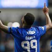 Rangers' Danilo celebrates scoring his winner against Hearts.