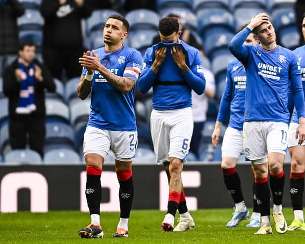 Rangers players were dejected at full time after the 2-1 defeat to Motherwell