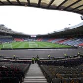 The scene of the Scottish Cup final at Hampden Park, Glasgow ahead of kick off.