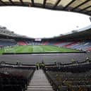 The scene of the Scottish Cup final at Hampden Park, Glasgow ahead of kick off.