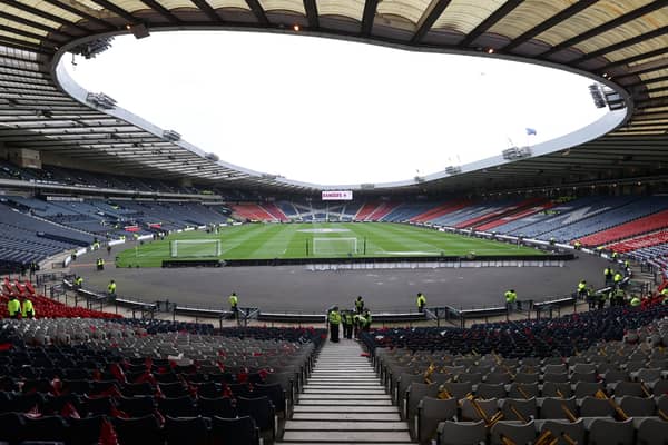 The scene of the Scottish Cup final at Hampden Park, Glasgow ahead of kick off.