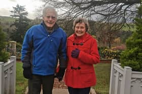 David and Margaret Gray in Castlebank Park, Lanark, where their wedding photos were also shot.