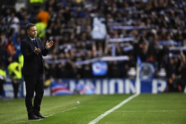 Rangers manager Michael Beale watches on as his team overcame Livingston 4-0 at Ibrox.