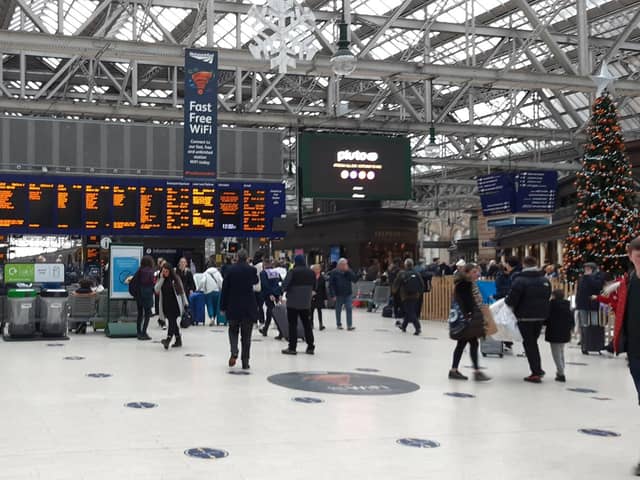 Rail passengers at Glasgow Central Station - Scotland's busiest - face disruption this morning. Picture: The Scotsman