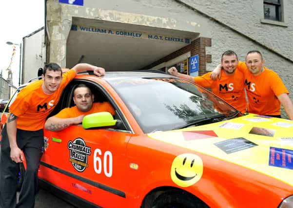 Carnwath team entering the Crumball Rally from Rheims to Prague
L-R
Johnathan Dyer (23), Ian McCulloch (30), Bobby Frew (23) and Graeme McKendrick (29) all from Lanark
Carnwath
Carnwath
29/6/13