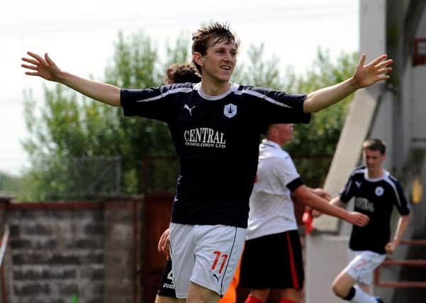Blair Alston celebrates his goal 0-1