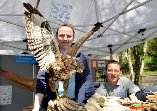 Spanning the generations...birds of prey were a huge attraction with all ages at New Lanark event (Pic Lindsay Addison)