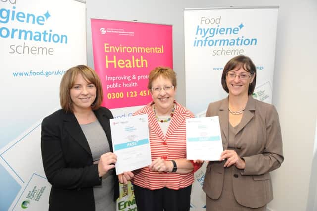 Councillor Geekie with Liz Breckenridge from the Food Standards Agency and council director Diane Campbell.