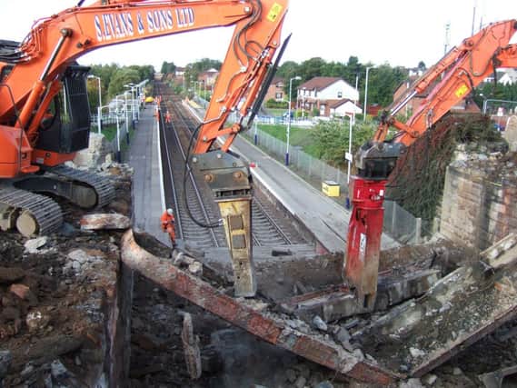 Railway bridge at Stepps being replaced