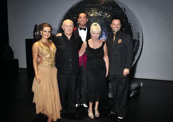 In the mood...for dancing, Billy and Lorna with Strictly dancers and judge