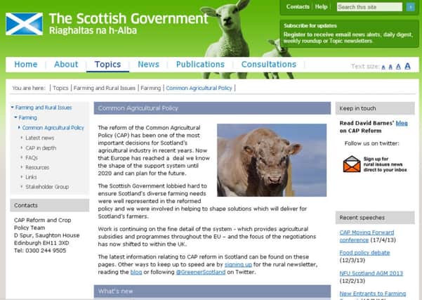 Scot Gov CAP web page