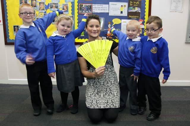 Kilsyth Primary School pupils are delighted with their wristbands.