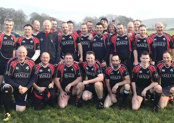 Still up for it...the wily Biggar Rugby Club Over 35s showed they still have what it takes