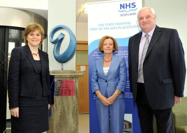 Hospital visit...Nicola Sturgeon Chief Executive Andreana Adamson Chairman Terry Currie  Official opening of the new State Hospital buildings at Carstairs 26/6/12