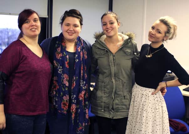 RECORD MAKERS: (From left) Students Emma Auld, Cheryl Garry, Sarah Mailikov and Alicia Rodgers who filed Railhouse Rock.