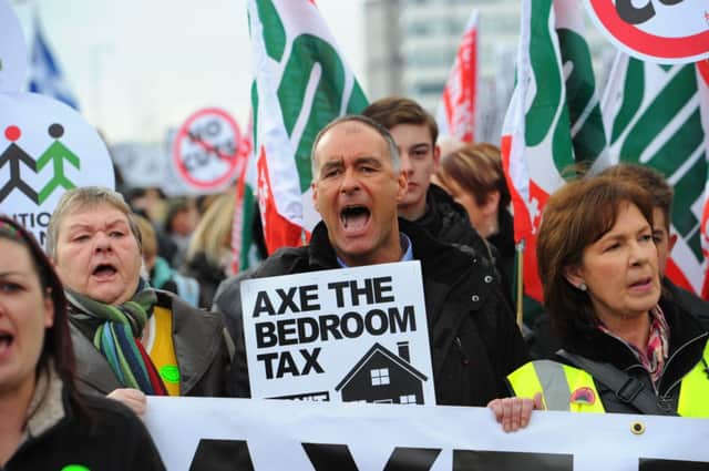 Tommy Sheridan among the thousands who marched from Glasgow Green to George Square to protest against the Bedroom Tax.