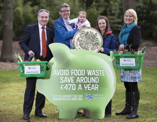 Environment secretary Richard Lochhead and Ylva Haglund (zero waste scotland right) with young family Alastair, Laura Davidson and 7 month old Isobel.