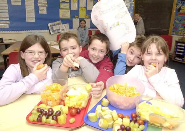 HEALTHY EATING: Youngsters of Whitelees Primary School are pictured during their Eco Action Day in March 2004.
