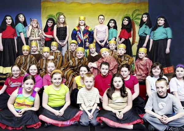 Multicoloured...the cast of  'Joseph',at  Forth Primary School