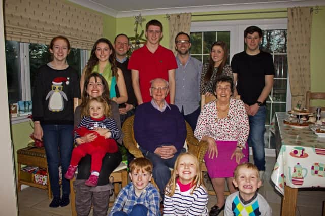 Diamond couple Jean and Alex Steel, pictured with their grandchildren and great-grandchildren.