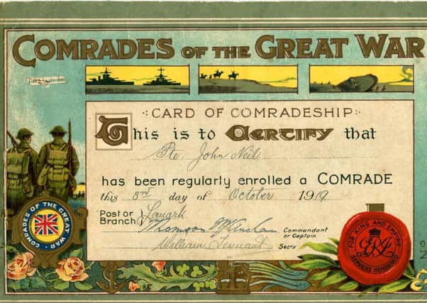 Comrade certificate...for Great War veteran