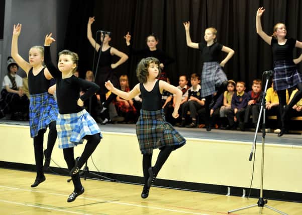Highland Fling...by pupils at Robert Owen Primary School in Lanark during their Burns Concert (Pic Lindsay Addison)