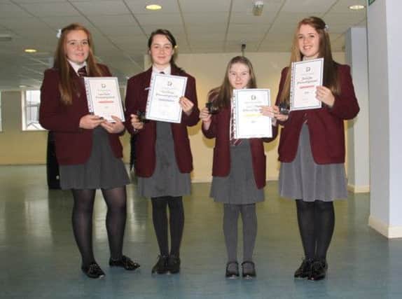 The four pupils with their Diana Awards.