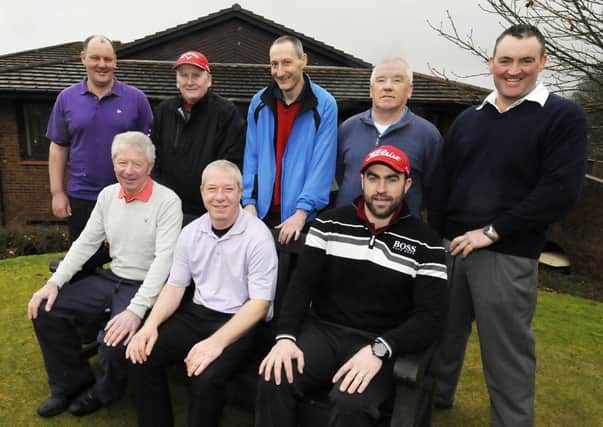 TEE OFF: Pictured before teeing of for Saturdays final of the Winter League are (back row, from left) George McCallum, Matt Armour, John Donaldson, John Love and George Boyd; (front, from left) Robert Stewart, Ian Currie and Paul Tyrrell.