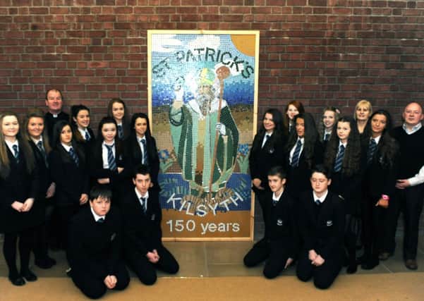 St Maurice High School pupils created a stunning mosaic depicting Saint Patrick.