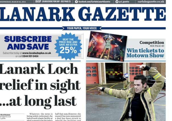 Lanark Gazette Pg1 26/04/2014