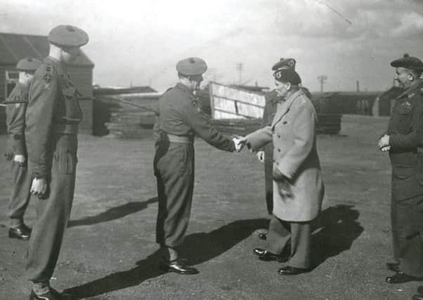 Welcome sir...General Montgomery being greeted at Lanark Barracks.