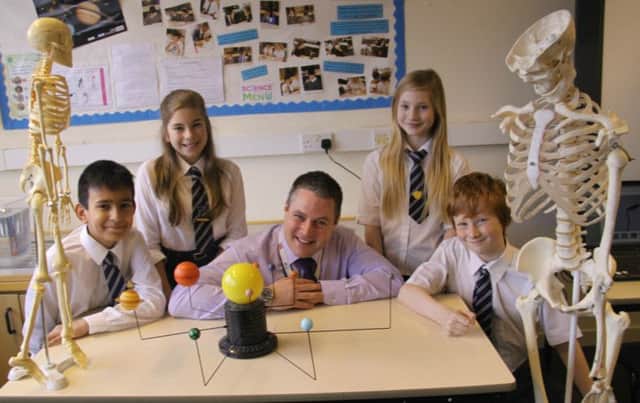 Paul Tyler with some of his Mearns primary pupils.